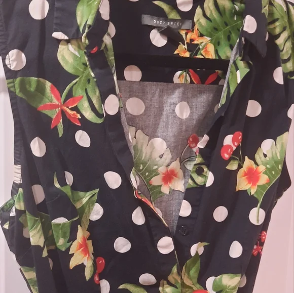 Tropical Hawaiian Polka Dot Swing Dress - Picture 3 of 3